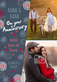 Tap to view On Your Anniversary personalised photo upload Card