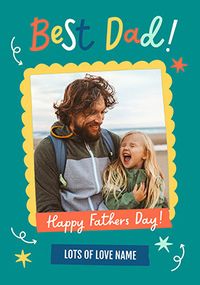 Tap to view Best Dad Teal Photo Upload Card