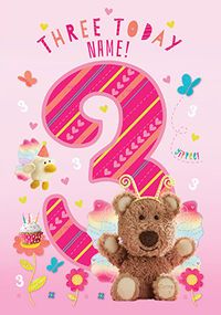 Tap to view Barley Bear - Personalised Three Today Birthday Card
