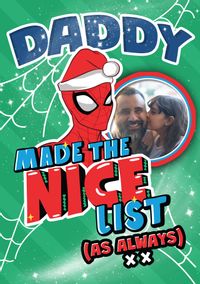 Tap to view Daddy Good List Spider-Man Photo Christmas Card
