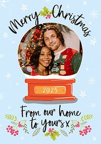 Tap to view From our House to Yours Snowglobe Photo Christmas Card