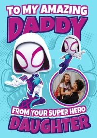 Tap to view Spidey & Friends - Super Hero Daughter Happy Father's Day Photo Card