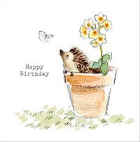 Tap to view Hedgehog in Flower Pot Birthday Card
