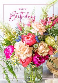 Tap to view Pretty Floral Arrangement Birthday Card