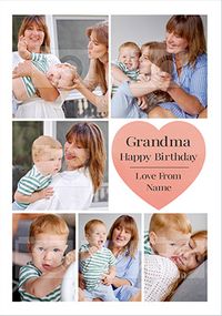 Tap to view Grandma Happy Birthday Multi Photo Heart Card