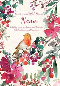 Tap to view Wonderful Friend Robin Personalised Christmas Card
