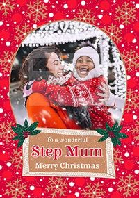 Tap to view Step Mum traditional photo Christmas Card