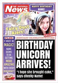 Tap to view Birthday Unicorn Photo Upload National News Birthday Card