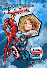 Tap to view Avengers Age 9 Birthday Photo Card