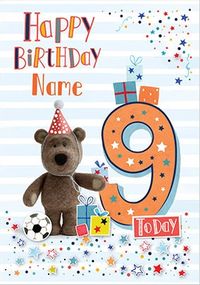 Tap to view Barley Bear Boy's 9th Birthday Personalised Card