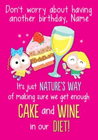 Tap to view Cake and Wine Diet Birthday Card - Tickety Boo