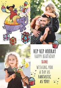 Tap to view Hip Hip Hooray personalised photo Birthday Card