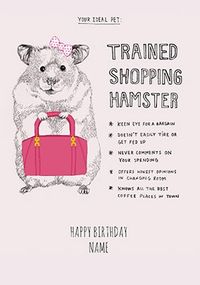Tap to view Trained Shopping Hamster Personalised Card