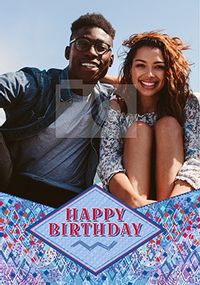 Tap to view Happy Birthday Blue Banner Photo Card