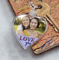 Tap to view Love You Photo Upload Heart Keyring