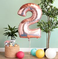 Tap to view Rose Gold Giant Number Balloons - Custom Age