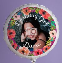 Tap to view Personalised Photo Birthday Balloon - Floral Border