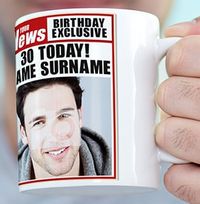 Tap to view 30th Birthday - Newspaper Spoof Mug for Him