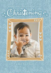 Tap to view Especially for You blue Christening photo Card