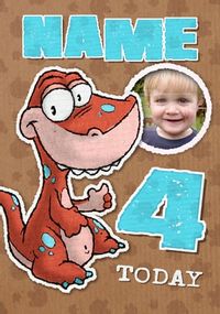 Tap to view Doodles Dinosaur Age 4 Personalised Card