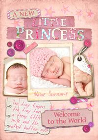 Tap to view Paper Moon - New Baby Card Little Princess 3 Photo Upload