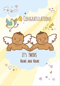 Tap to view It's New Baby Twins Personalised Card