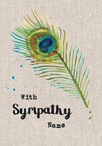 Tap to view With Sympathy Peacock Personalised Card