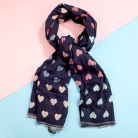 Tap to view Navy Jacquard Heart scarf