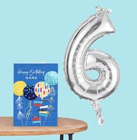Tap to view 16In '6' Silver Balloon - Inflate At Home
