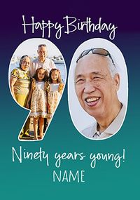Tap to view Ninety Years Young Birthday Photo Card