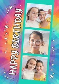 Tap to view Tie Dye Multi Photo Birthday Card