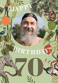 Tap to view Animals For Him 70TH Photo Birthday Card