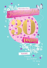 Tap to view Granddaughter 30th  Birthday Personalised Card