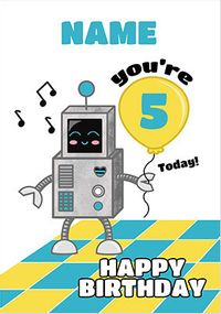 Tap to view Robot 5th Birthday Personalised Card