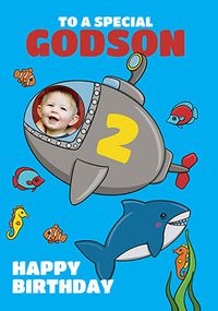 Tap to view Godson 2nd Birthday Submarine Photo Card