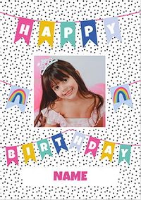 Tap to view Happy Birthday Bunting and Rainbows Photo Card