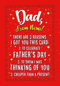 Tap to view Dad Three Reasons Personalised Father's Day Card