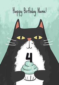 Tap to view Cat 4th Personalised Birthday Card