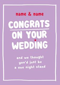 Tap to view One Night Stand Personalised Wedding Card