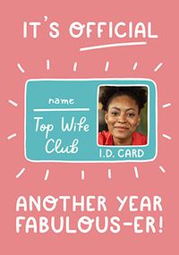 Tap to view Top Wife Club Photo Birthday Card