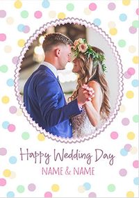 Tap to view Happy Wedding Day Polka Dots Photo Card