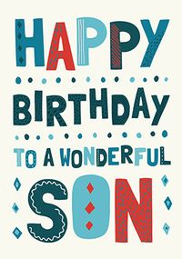 Tap to view Happy Birthday to a Wonderful Son Typographic Card