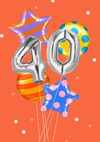 Tap to view Foil Balloons 40th Happy Birthday card