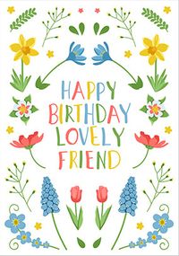 Tap to view Lovely Friend Floral Birthday Card