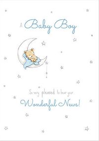 Tap to view Wonderful News New Baby Boy Card