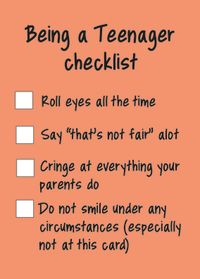 Tap to view Teenager Checklist Birthday Card