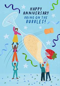 Tap to view Bring on the Bubbles Blue Anniversary Card