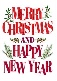 Tap to view Merry Christmas Happy New Year Typographic Card