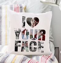 Tap to view I Heart Your Face Photo Upload Personalised Cushion