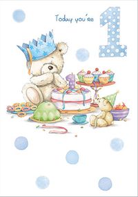 Tap to view Today you're 1 Teddy Bear Birthday Card